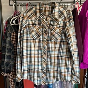 True Religion Plaid Flannel Button Down  Long Sleeve Shirt